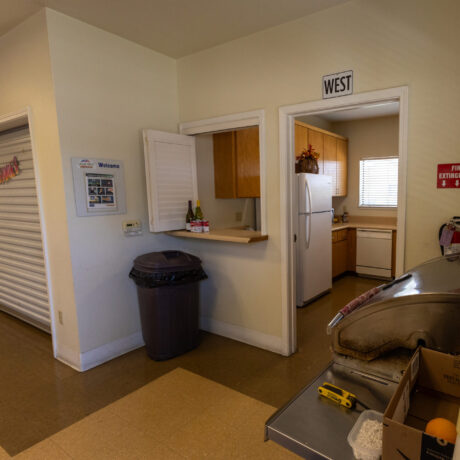 Interior view of the clubhouse at Flag City RV Resort in Lodi, CA.